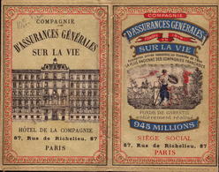 Calendriers, Compagnie D Assurances Generales Sur La Vie, Paris, 1913      (bon Etat) - Tamaño Pequeño : 1901-20