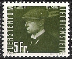 Liechtenstein 1948: Wilbur Wright (1867-1912) Motorflug-Pionier (5 Fr) Zu F 32 Mi 265 Yv PA  32 ** MNH (Zu CHF 11.00) - Poste Aérienne