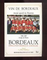 Etiquette De Vin Bordeaux  -   Coupe De France  Avenir Sportif De Plouvien   1988/1989  -  Thè Me Football - Soccer
