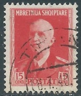 1939-40 ALBANIA USATO ORDINARIA 15 Q - RA16-7 - Albanië