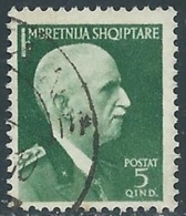 1939-40 ALBANIA USATO ORDINARIA 5 Q - RA16-8 - Albanie