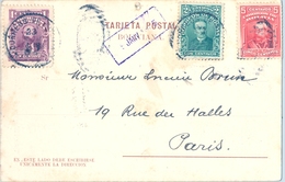 1905  BOLIVIA , TARJETA POSTAL CIRCULADA , LA PAZ - PARIS , YV. 67,68,69 - LA TOBA PICHIGAY , COLONIA CREVAU - Bolivia