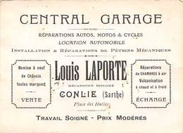 Vieux Papiers     Central  Garage  Louis Laporte A Conlie 72   13.5 X 10 Cm (voir Scan) - Werbung