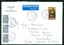 Congrès Du Parlement, Versailles. Carte Postale + Enveloppe Premier Jour La Joconde 21 Juillet 2008 (5032) - Autres & Non Classés