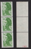 Timbres De Roulette Avec N° Rouge Tres Decale Vers Le Bas - N°2222a - 1f60 Liberte De Gandon - Unused Stamps