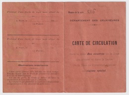 Carte De Circulation 1918 Niort - 1914-18