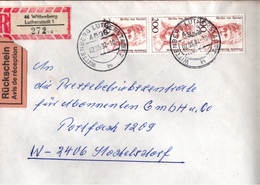 ! 2 Einschreiben 1992  Mit Alter Postleitzahl + DDR R-Zettel  Aus 4600 Lutherstadt Wittenberg, Dauerserie Frauen - Covers & Documents