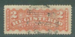 Canada: 1875/92   Registration Stamp   SG R2    2c   Orange-red   Used - Registration & Officially Sealed