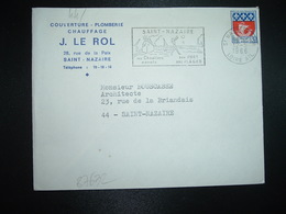 LETTRE TP BLASON PARIS 0,30 OBL.MEC.12-5 1966 ST NAZAIRE PPAL (44) J. LE ROL COUVERTURE PLOMBERIE CHAUFFAGE - Autres & Non Classés