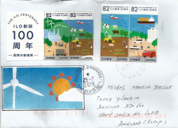 JAPAN. The ILO Centenary "Decent Work" & Respect For Nature. Letter From Japan Sent To Andorra,with Arrival Postmark - Brieven En Documenten