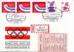 BRD Privatganzsachenumschlag PU064 B1/002 ZF "XII. Olymp. Winterspiele ", SSt 5.1.76 KOBLENZ 1 - Enveloppes Privées - Oblitérées