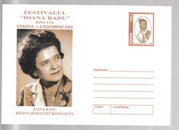 N 216) Rumänien 2000 GSU Ganzsache Entire *: Festival  Sängerin „Ioana Radu“ In Craiova - Música
