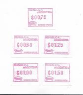 ARGENTINA 1999 MACHINE STAMPS 5 VALUES 0,60 0,75 1,00 1,25 1,50 UNUSED MINT - Neufs