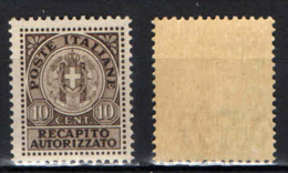 ITALIA REGNO - 1930 - STEMMA IN CERCHIO - MNH - Pneumatische Post