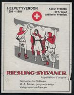 Etiquette De Vin // Riesling-Sylvaner, Helvet'Yverdon ASSO Yverdon - 700 Years Of Swiss Confederation