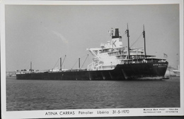 CPSM. - Carte-Photo > Bateaux > Pétroliers > ATINA CARRAS Pétrolier Libéria - 31.5.1970 - TBE - Pétroliers