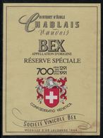 Etiquette De Vin // Bex, Vin Du 700ème - 700 Years Of Swiss Confederation