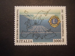 ITALY, ITALIA .1992. LIONS. .  MICHEL 2250.  MNH ** (E59-TVN) - Rotary, Lions Club