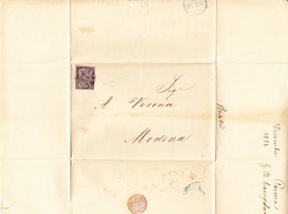 1856 15centes Mit Stempel Parma Auf Faltbrief Nach Modena; Ankunftstempel Und Signiert - Parme