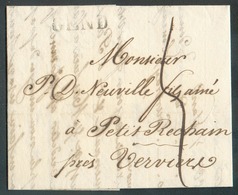 LAC De GAND (griffe GEND) Le 11 Septembre 1820 Vers Petit Rechain.  - 14491 - 1815-1830 (Dutch Period)