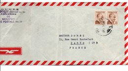 TURQUIE AFFRANCHISSEMENT COMPOSE SUR LETTRE A EN TETE POUR LA FRANCE 1957 - Storia Postale