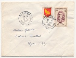 Enveloppe Affr. Composé (Lulli, Blason Aunis) 1957 Cad Ponthierry (Seine Et Marne) - 1957 - Covers & Documents