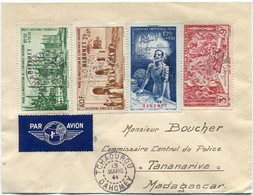 DAHOMEY LETTRE PAR AVION DEPART TCHAOUROU 13 MARS 44 DAHOMEY POUR MADAGASCAR - Storia Postale