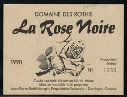 Etiquette De Vin // Dardagny, La Rose Noire 1990 - Flowers