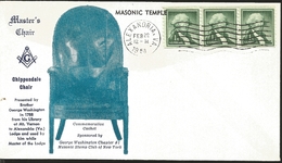 J) 1958 UNITED STATES, MASONIC TEMPLE, MASTER CHAIR, CHIPPENDALE CHAIR PRESENTED BY BROTHER GEORGE WASHINGTON IN 1788 FR - Other & Unclassified