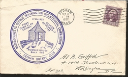 J) 1932 UNITED STATES, MASSACHUSETTS GEORGE WASHINGTON BICENTENNIAL COMMISSION, DEDHAM ROTARY CLUB, BLUE CANCELLATION, W - Other & Unclassified