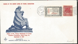 J) 1967 UNITED STATES, ISSUE AT THE GRAND LODGE OF PENNA DEDICATION, STATUTE OF BROTHER GEORGE WASHINGTON AT PRAYER FREE - Altri & Non Classificati