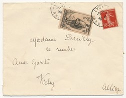 Enveloppe Affr. Composé (90c +35c Monument Victimes Civiles, 10c Semeuse) Cad Lyon 1940 - Cartas & Documentos