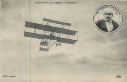 Thèmes-Aviation : Aviateur CROCHON Sur Biplan " Farman "     Réf 6801 - Aviateurs