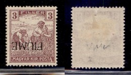 Occupazioni I Guerra Mondiale - Fiume - 1918 - 3 Filler (5ab) Con Soprastampa Capovolta - Gomma Originale (28) - Sonstige & Ohne Zuordnung