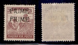 Occupazioni I Guerra Mondiale - Fiume - 1918 - 3 Filler (5b) Con Doppia Soprastampa - Gomma Originale (28) - Autres & Non Classés