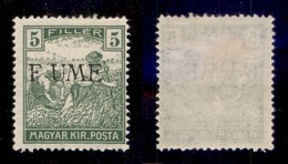 Occupazioni I Guerra Mondiale - Fiume - 1918 - 5 Filler (6d) - Errore FUME - Gomma Originale (55) - Andere & Zonder Classificatie