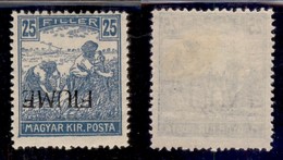 Occupazioni I Guerra Mondiale - Fiume - 1918 - 25 Filler (11ab) Con Soprastampa Capovolta - Gomma Originale (90) - Other & Unclassified