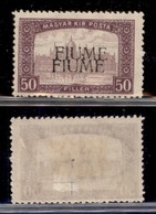 Occupazioni I Guerra Mondiale - Fiume - 1918 - 50 Filler (14b) Con Doppia Soprastampa - Gomma Originale (65) - Otros & Sin Clasificación