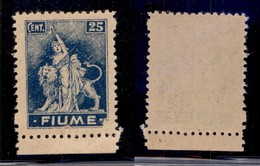 Occupazioni I Guerra Mondiale - Fiume - 1919 - 25 Cent (A 38) - Gomma Integra - Sonstige & Ohne Zuordnung