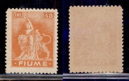 Occupazioni I Guerra Mondiale - Fiume - 1919 - 45 Cent (A 41) - Gomma Integra (25) - Sonstige & Ohne Zuordnung