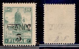 Occupazioni I Guerra Mondiale - Fiume - 1919 - 5 Franco Su 20 Cent (C75) Con Soprastampa In Basso - Gomma Originale - Other & Unclassified