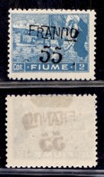 Occupazioni I Guerra Mondiale - Fiume - 1919 - Franco 55 Su 2 Corone (C84eaa) Con Soprastampa Obliqua - Gomma Originale  - Autres & Non Classés