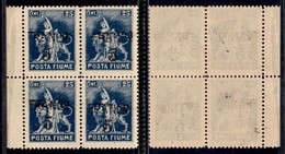 Occupazioni I Guerra Mondiale - Fiume - 1919 - Franco 5 Su 25 Cent (D76) In Quartina - Gomma Integra - Soprastampe Disal - Altri & Non Classificati