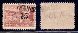 Occupazioni I Guerra Mondiale - Fiume - 1919 - Franco 15 Su 60 Cent (D 80ga) Con Soprastampa Obliqua - Gomma Originale ( - Altri & Non Classificati