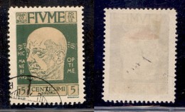 Occupazioni I Guerra Mondiale - Fiume - 1920 - 5 Cent D'Annunzio (113g) Usato - Fondo Scuro (20) - Autres & Non Classés