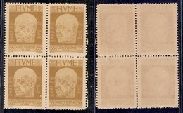 Occupazioni I Guerra Mondiale - Fiume - 1920 - 55 Cent D'Annunzio (121) In Quartina - Gomma Integra (100) - Sonstige & Ohne Zuordnung
