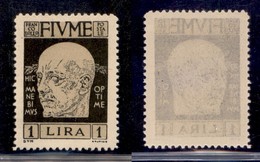 Occupazioni I Guerra Mondiale - Fiume - 1920 - 1 Lira D'annunzio (122) - Gomma Integra - Sonstige & Ohne Zuordnung