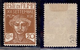 Occupazioni I Guerra Mondiale - Fiume - 1920 - 20 Cent Legionari (129) - Gomma Originale (70) - Other & Unclassified