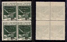 Occupazioni I Guerra Mondiale - Fiume - 1920 - 1 Su 5 Cent Reggenza (131) In Quartina - Gomma Integra (60) - Other & Unclassified