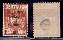 Occupazioni I Guerra Mondiale - Fiume - 1920 - 1 Lira Su  10 Cent (143) - Gomma Originale (70) - Autres & Non Classés